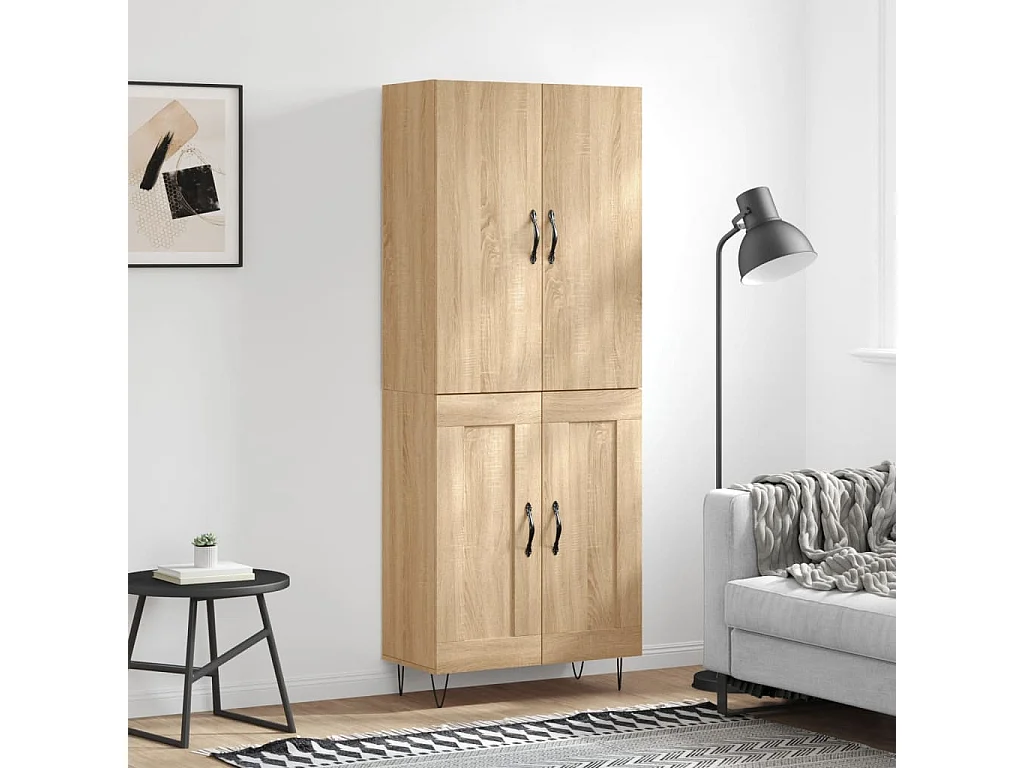 Aparador alto madera contrachapada color roble 69,5x34x180 cm ES94449