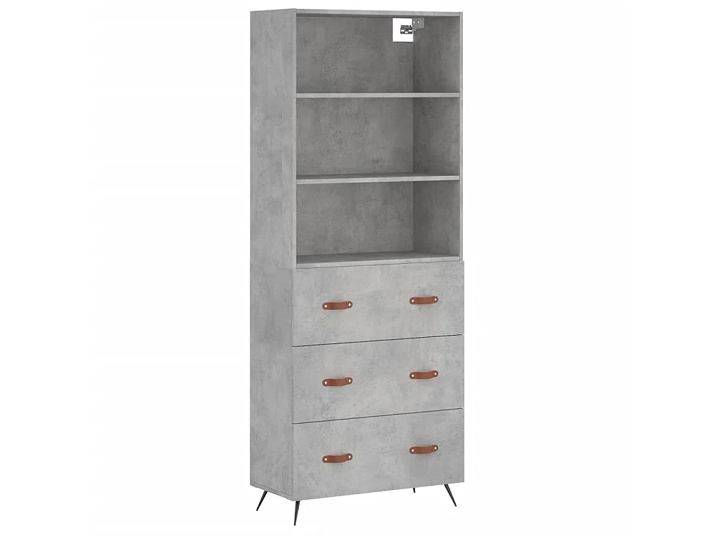 Buffet haut Gris béton 69,5x34x180 cm Bois d'ingénierie QWE62703