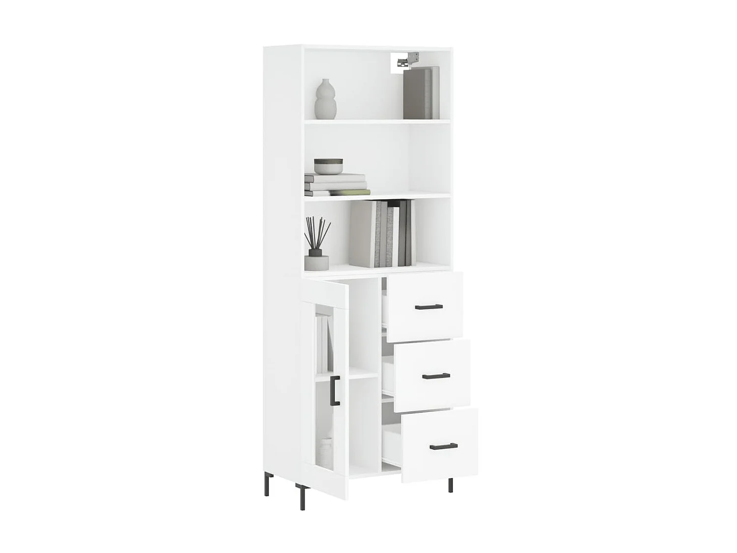 Buffet haut Blanc 69,5x34x180 cm Bois d'ingénierie QWE88367