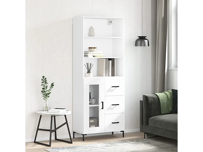 Highboard,Kommode Weiß 69,5x34x180 cm Holzwerkstoff -gkd635754