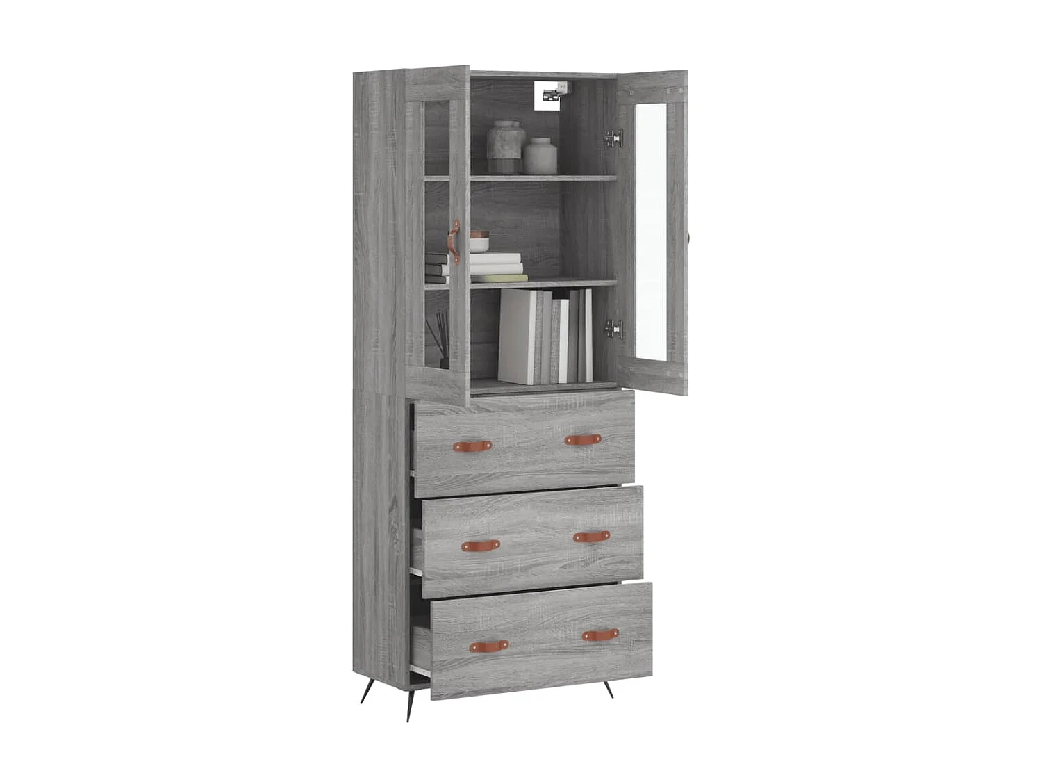 Buffet haut Sonoma gris 69,5x34x180 cm Bois d'ingénierie QWE21222