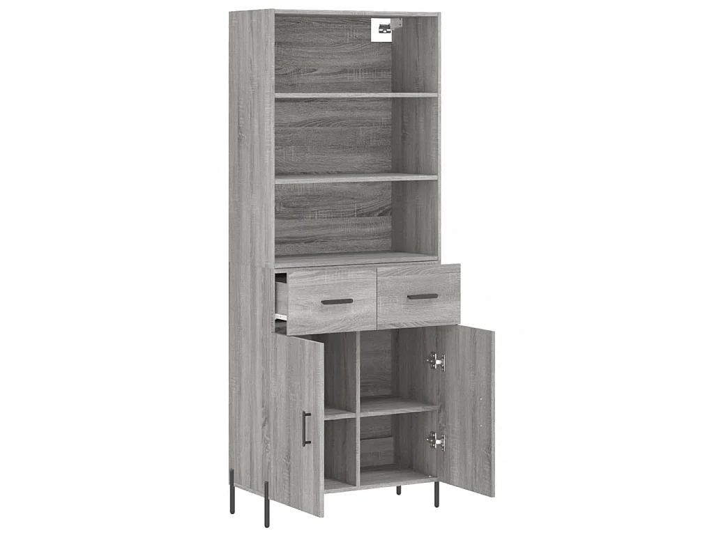 Highboard,Kommode Grau Sonoma 69,5x34x180 cm Holzwerkstoff -gkd704380