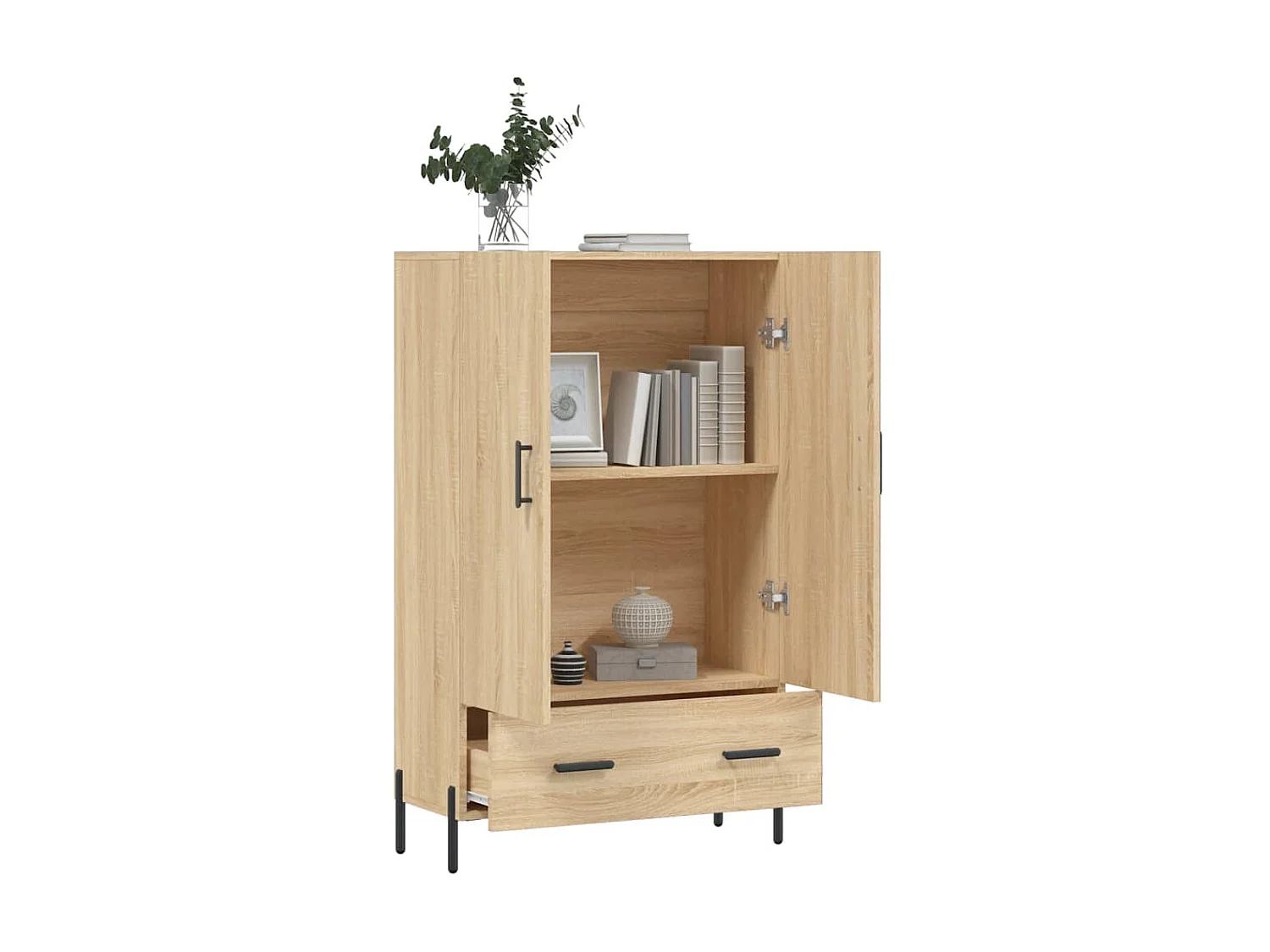 Hoge kast 69,5x31x115 cm bewerkt hout sonoma eikenkleurig NL79191