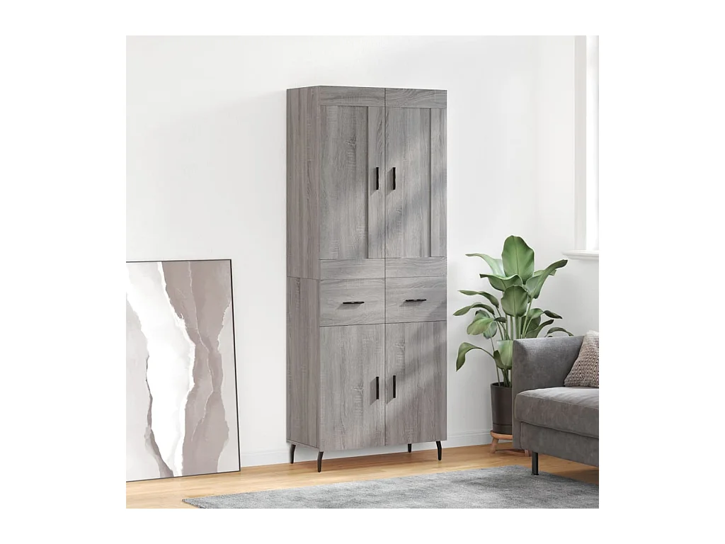 Aparador alto madera contrachapada gris sonoma 69,5x34x180 cm ES283036