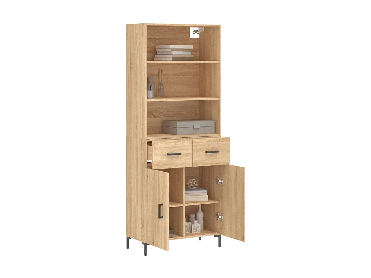 Highboard,Kommode Sonoma-Eiche 69,5x34x180 cm Holzwerkstoff -gkd503802