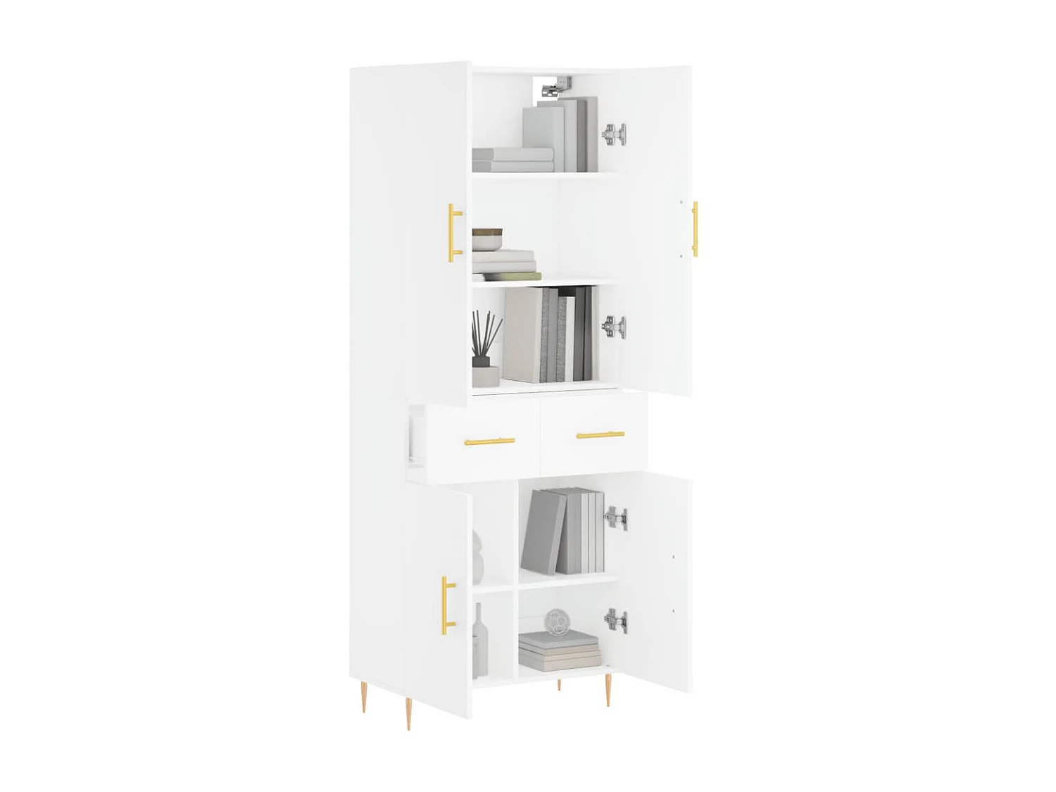 Aparador alto 69,5x34x180 cm derivados de madeira branco PT732512