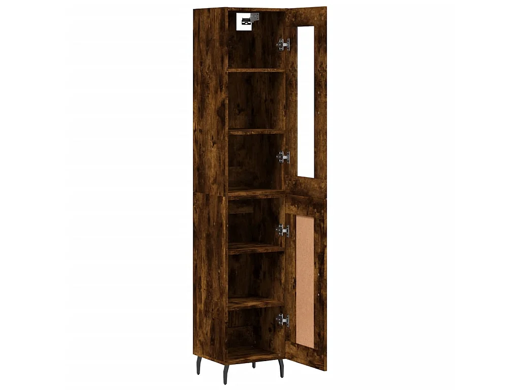 Buffet haut Chêne fumé 34,5x34x180 cm Bois d'ingénierie QWE93384