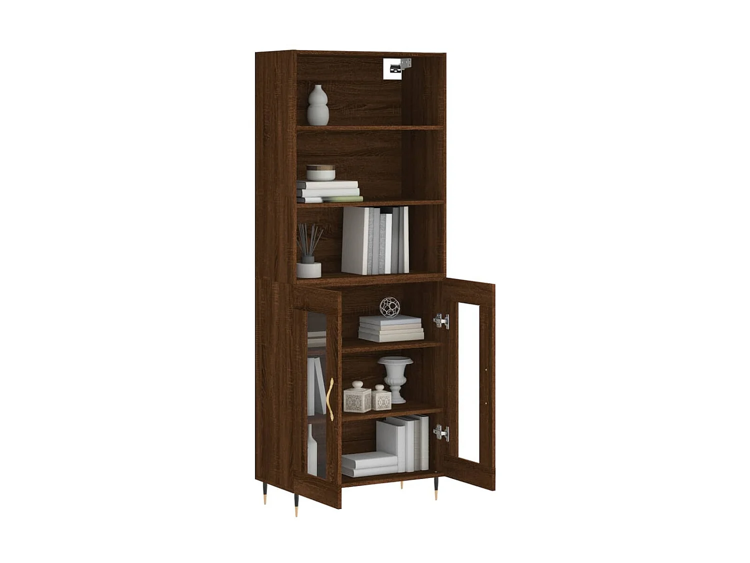 Highboard,Kommode Braun Eichen-Optik 69,5x34x180 cm Holzwerkstoff -gkd332837