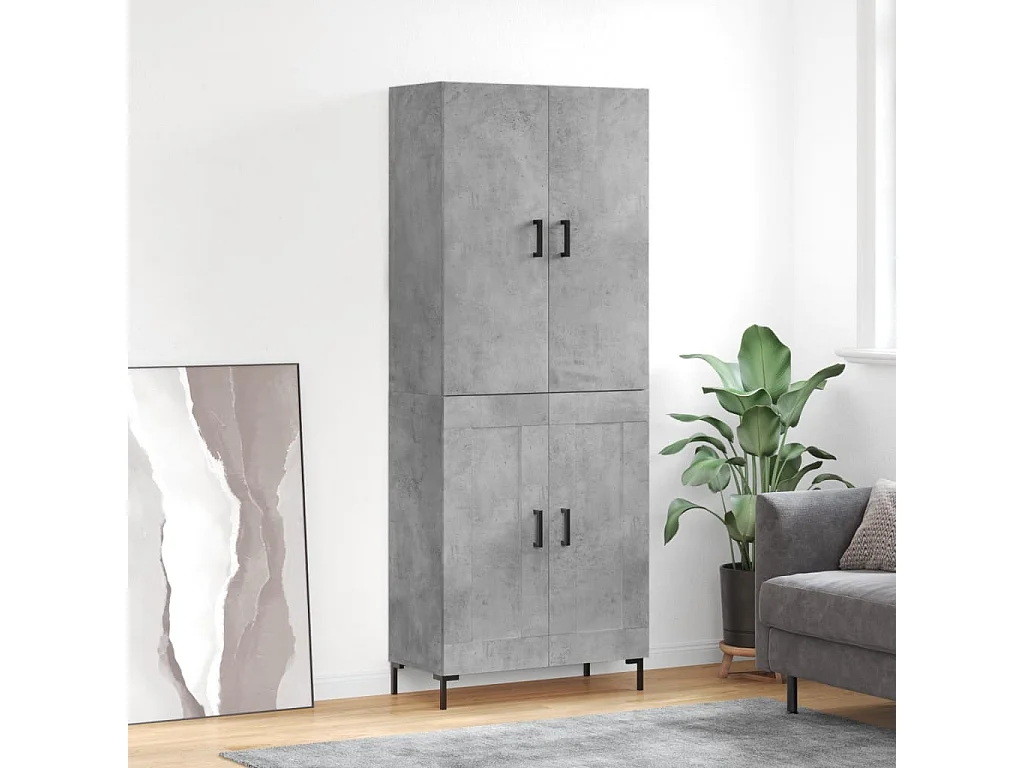 Highboard,Kommode Betongrau 69,5x34x180 cm Holzwerkstoff -gkd75146