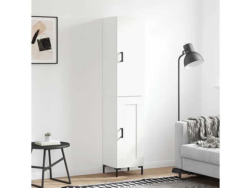 Buffet haut Blanc 34,5x34x180 cm Bois d'ingénierie QWE22159