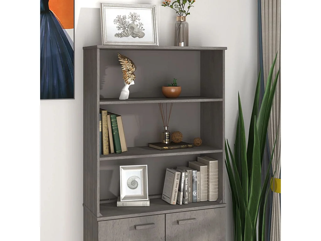 Highboard,Kommode-Oberteil HAMAR Hellgrau 85x35x100 cm Massivholz -gkd490988