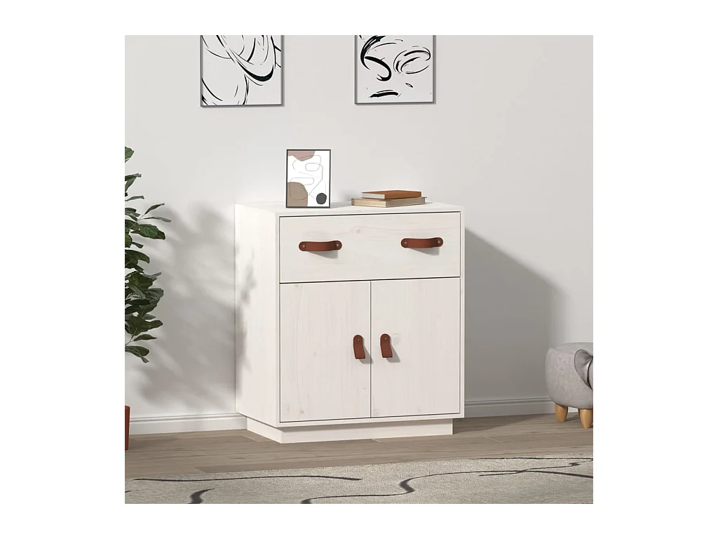 Buffet Blanc 65,5x40x75 cm Bois massif de pin EGER57909