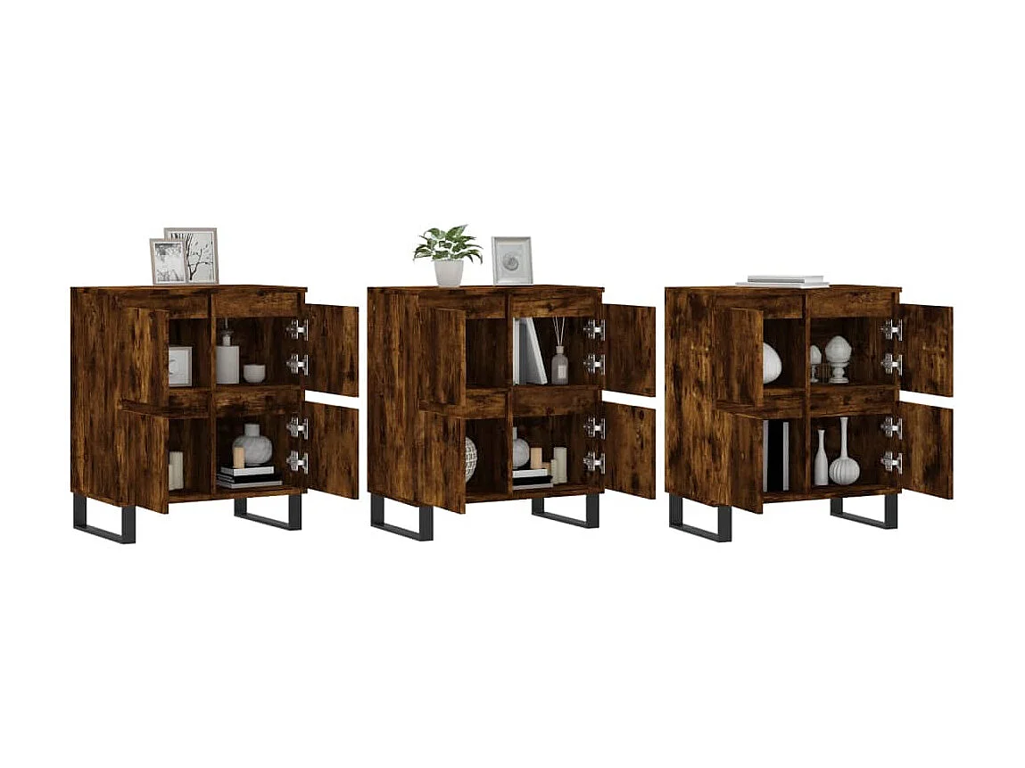 lot de 3 Buffets Chêne fumé Bois d'ingénierie QWE60211