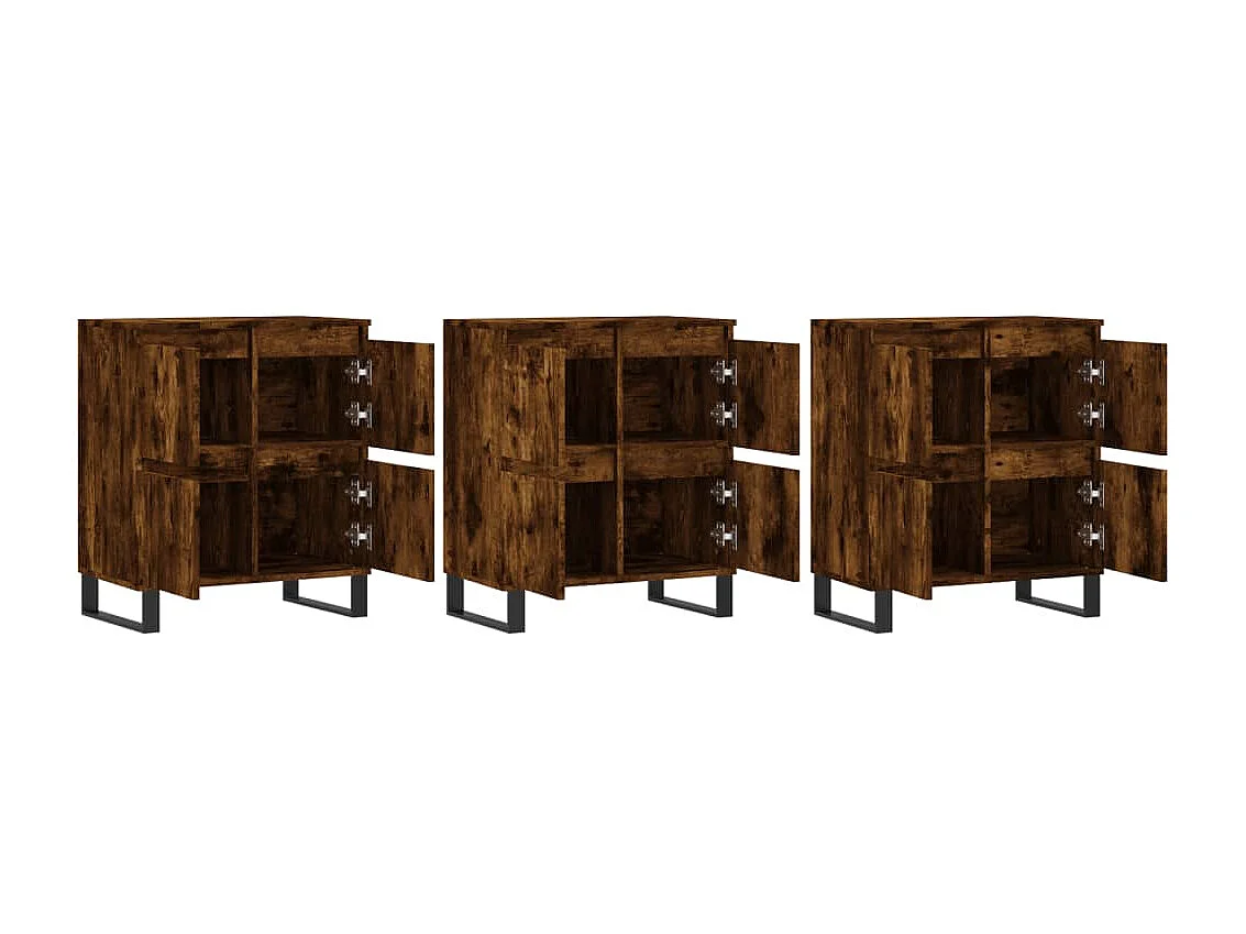 lot de 3 Buffets Chêne fumé Bois d'ingénierie QWE60211