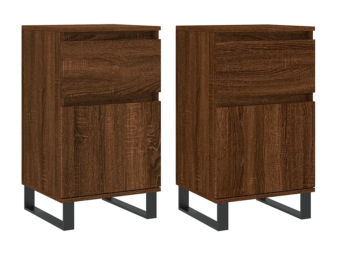 lot de 2 Buffets chêne marron 40x35x70 cm bois d'ingénierie QWE62202