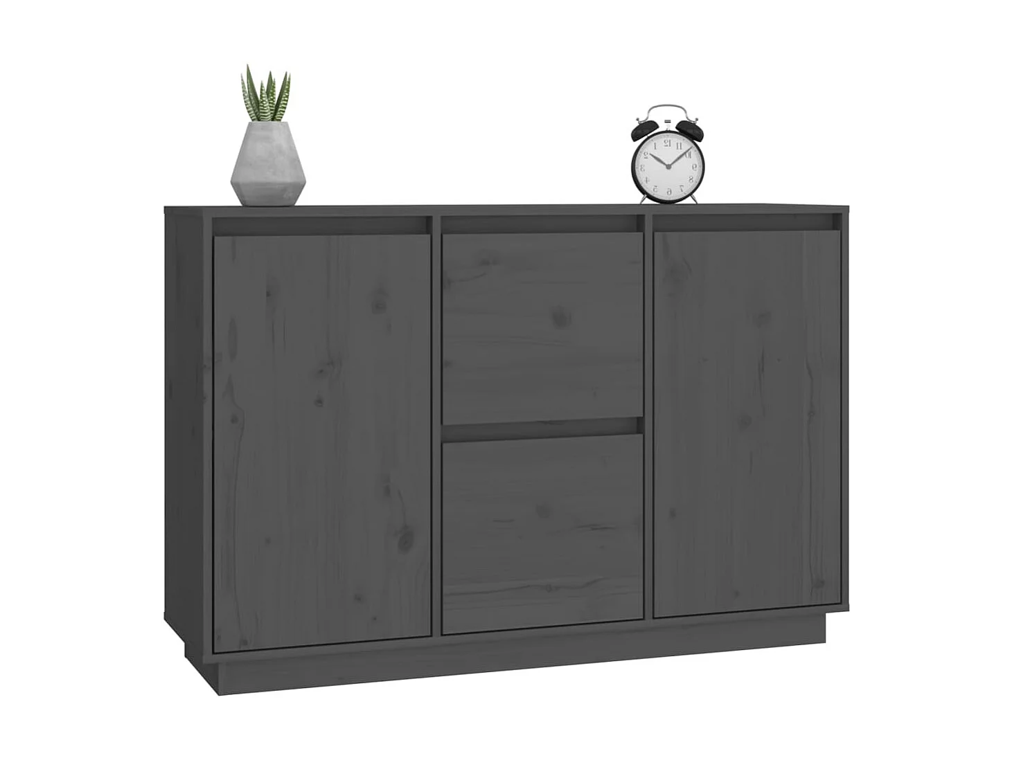 Aparador de madera maciza de pino gris 111x34x75 cm ES10055