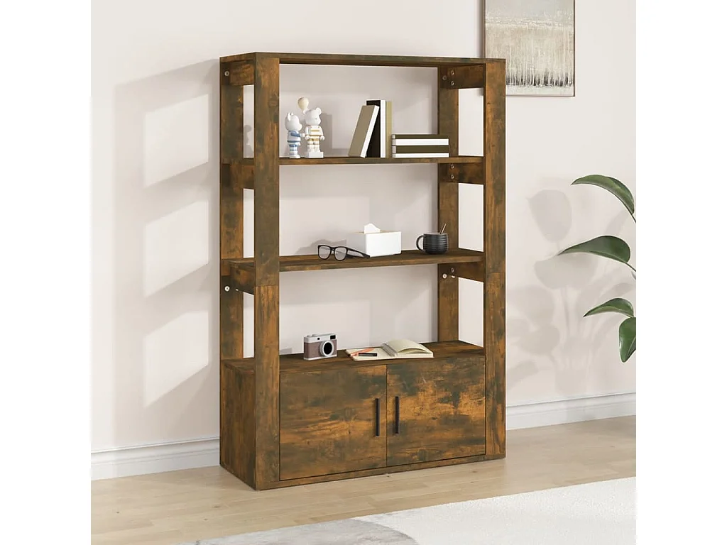 Aparador madera contrachapada roble ahumado 80x30x119,5 cm ES41089