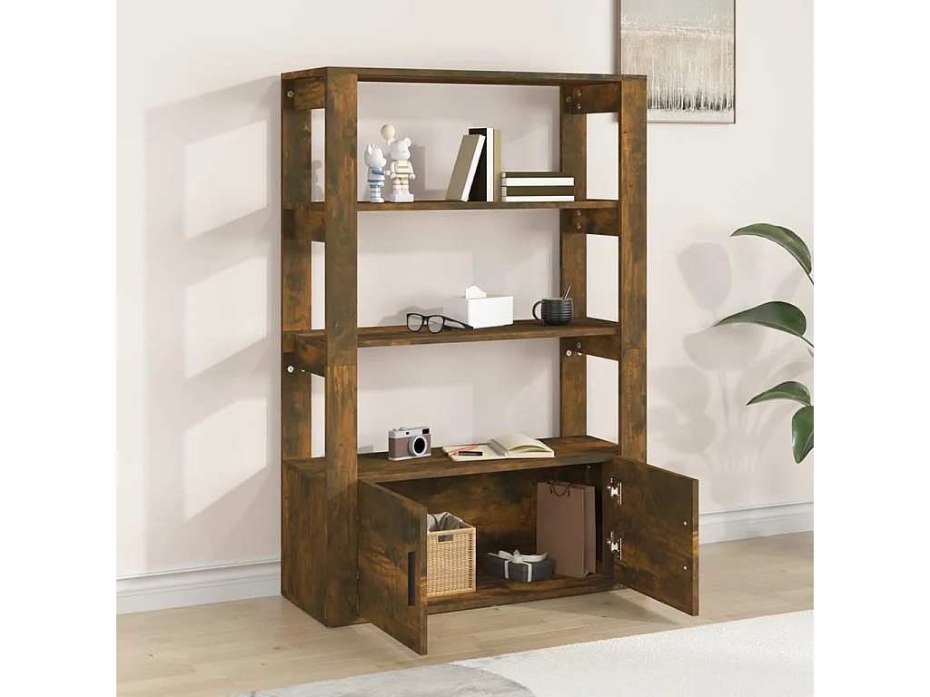 Aparador madera contrachapada roble ahumado 80x30x119,5 cm ES41089