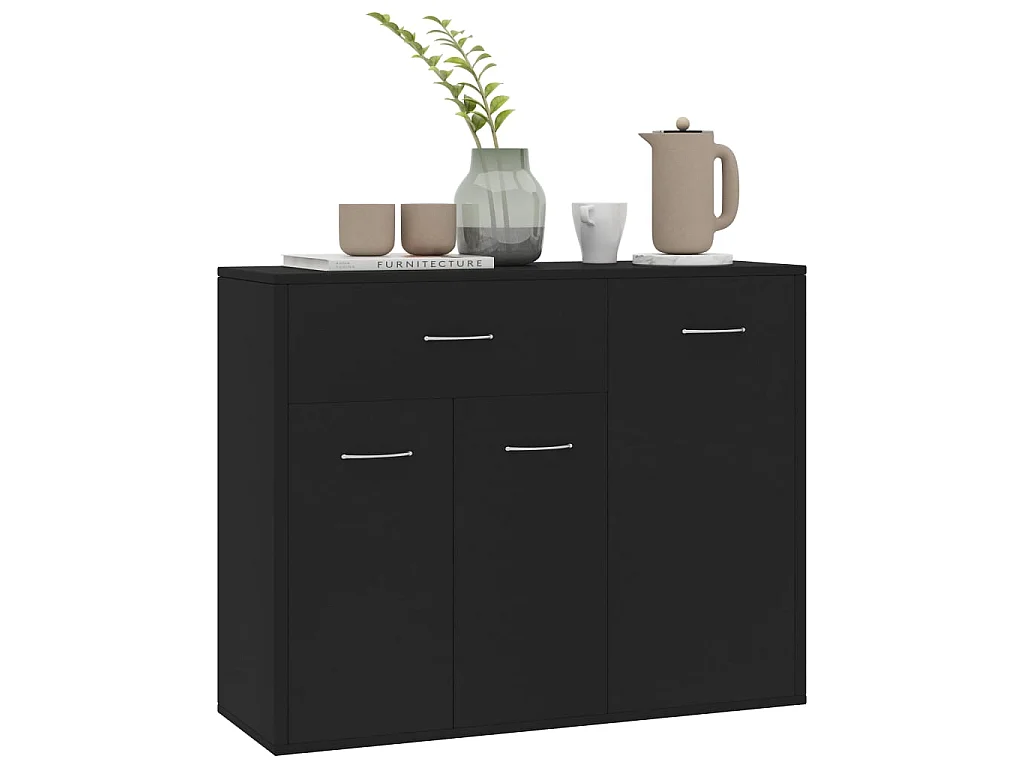 Aparador de madera contrachapada negro 88x30x70 cm ES68581