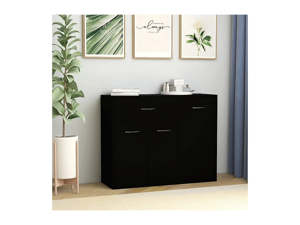 Buffet Noir 88x30x70 cm Aggloméré EGER17870