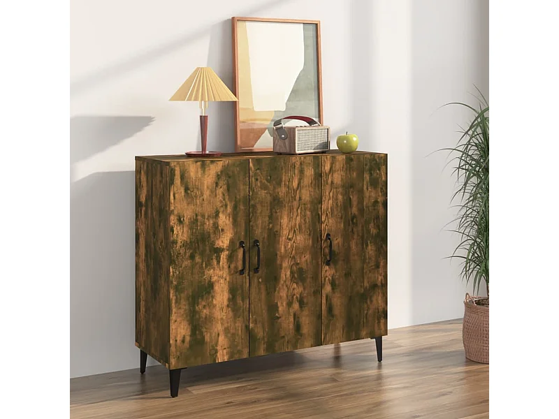 Dressoir 90x34x80 cm bewerkt hout gerookt eikenkleurig NL37238