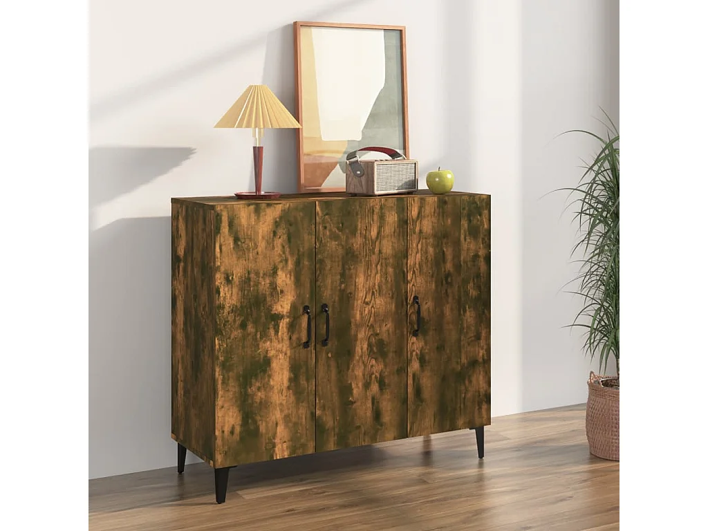 Aparador de madera de ingeniería roble ahumado 90x34x80 cm ES43398