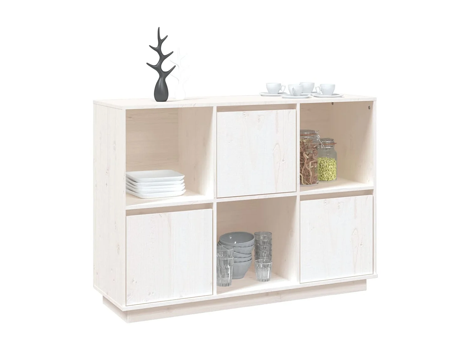 Dressoir 110,5x35x80 cm massief grenenhout wit NL848947