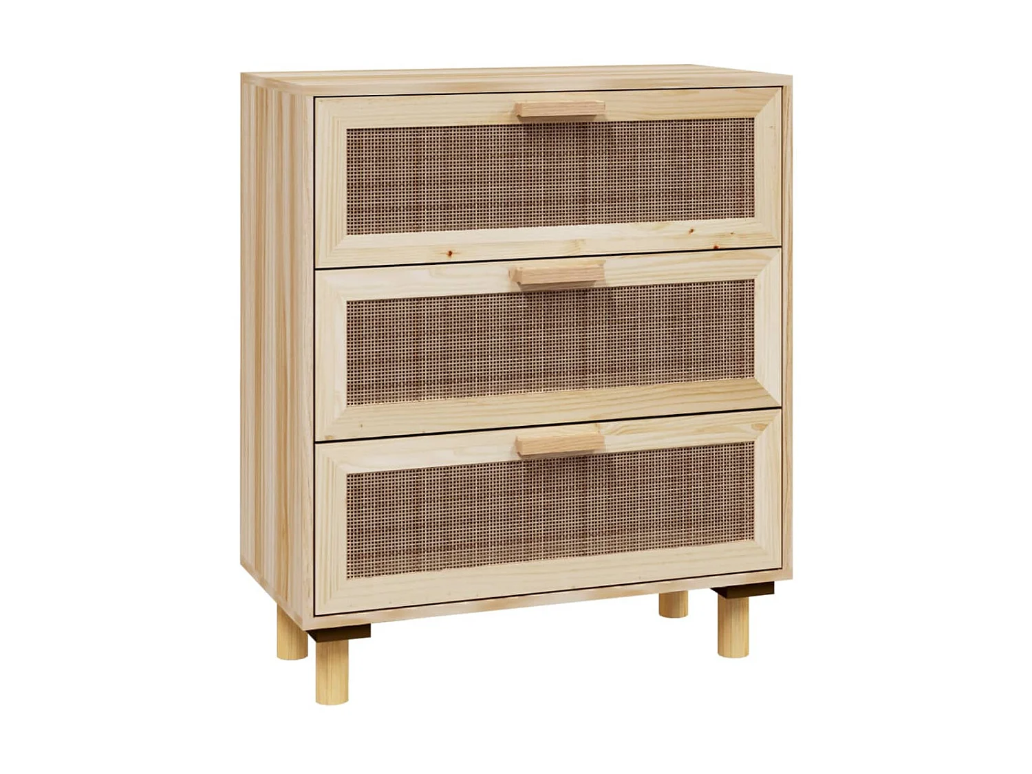 Buffet Marron 60x30x70 cm Bois de pin massif et rotin naturel QWE52842