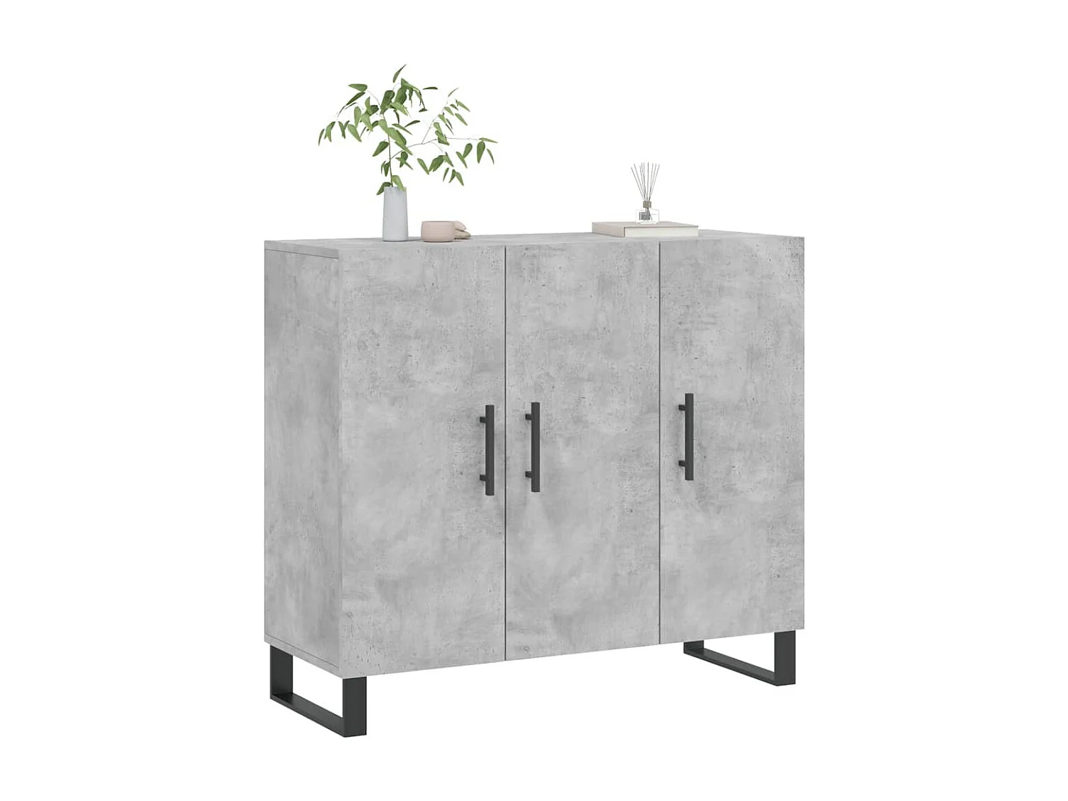 Buffet gris béton 90x34x80 cm bois d'ingénierie QWE59692