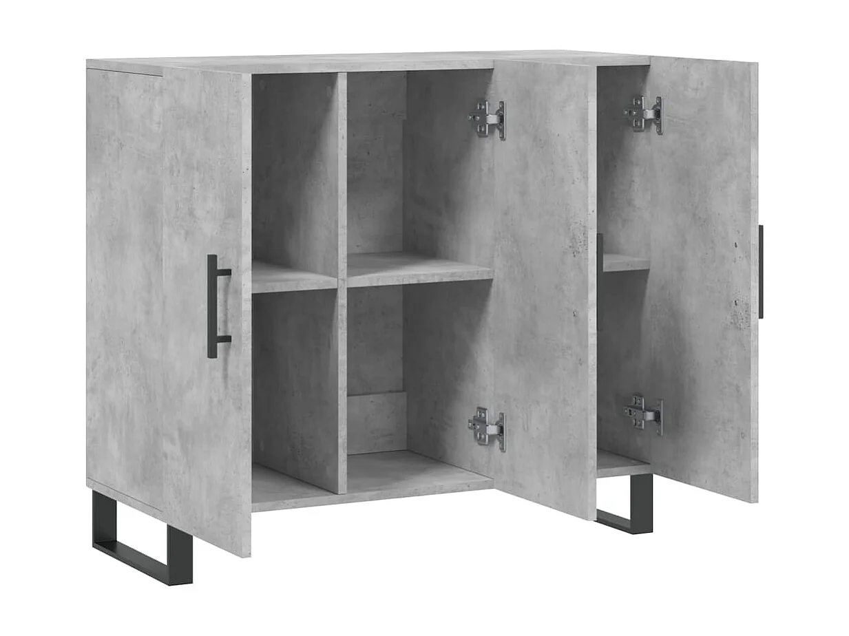 Buffet gris béton 90x34x80 cm bois d'ingénierie QWE59692