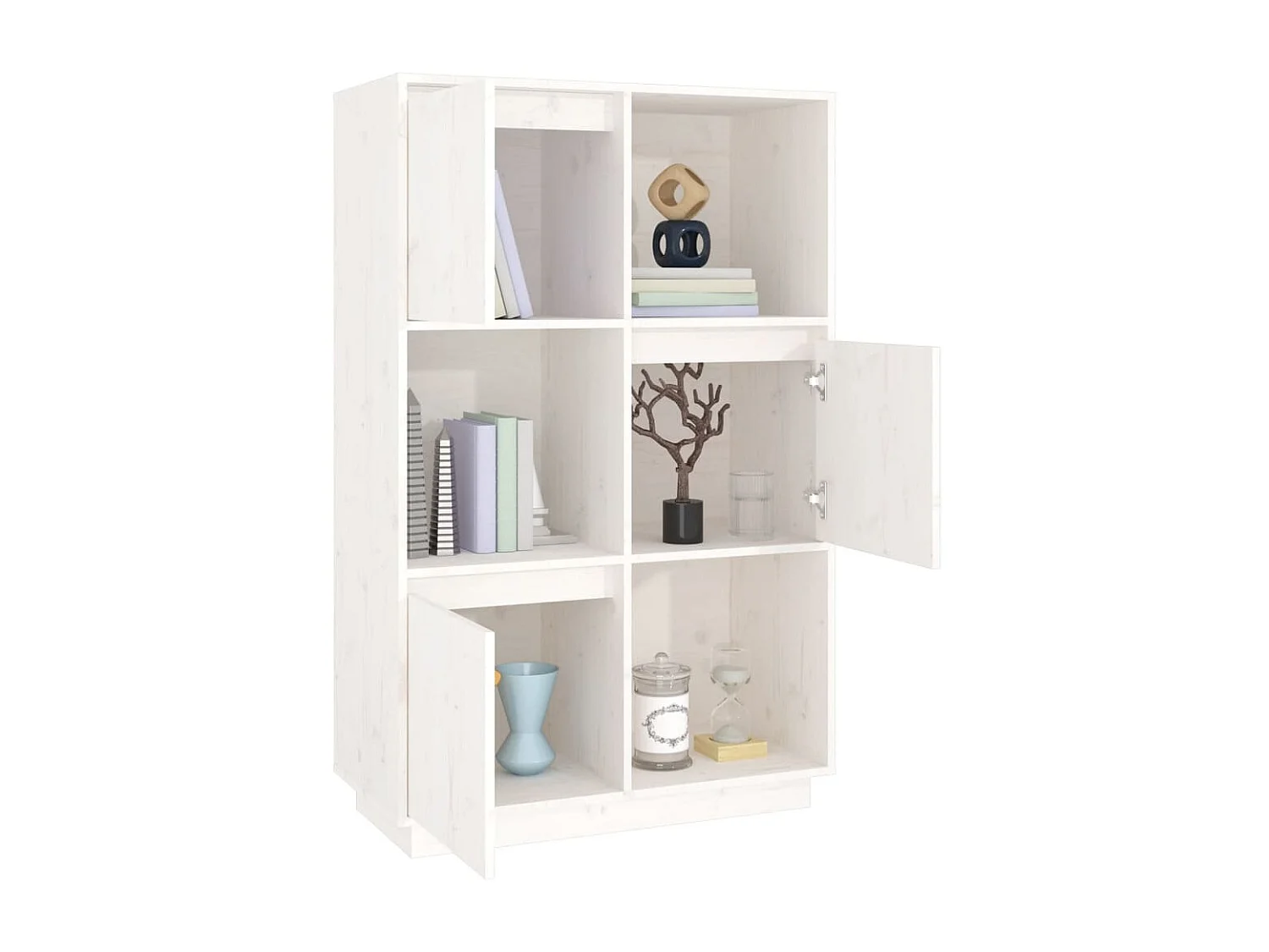 Highboard,Kommode Weiß 74x35x117 cm Massivholz Kiefer -gkd224676