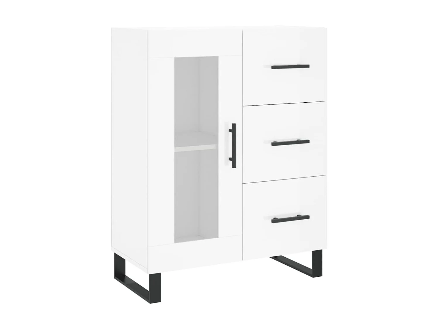 Buffet Blanc brillant 69,5x34x90 cm Bois d'ingénierie QWE50252