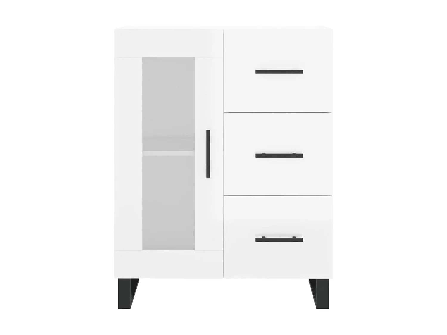 Buffet Blanc brillant 69,5x34x90 cm Bois d'ingénierie QWE50252