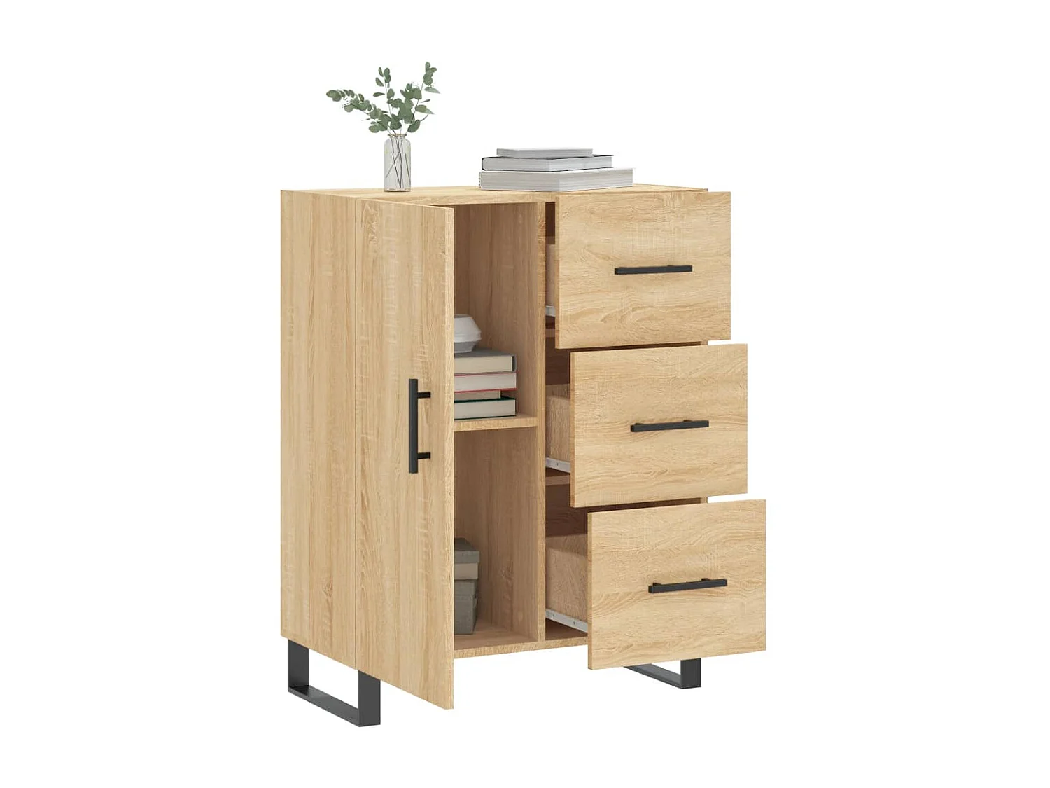 Buffet chêne sonoma 69,5x34x90 cm bois d'ingénierie QWE77554