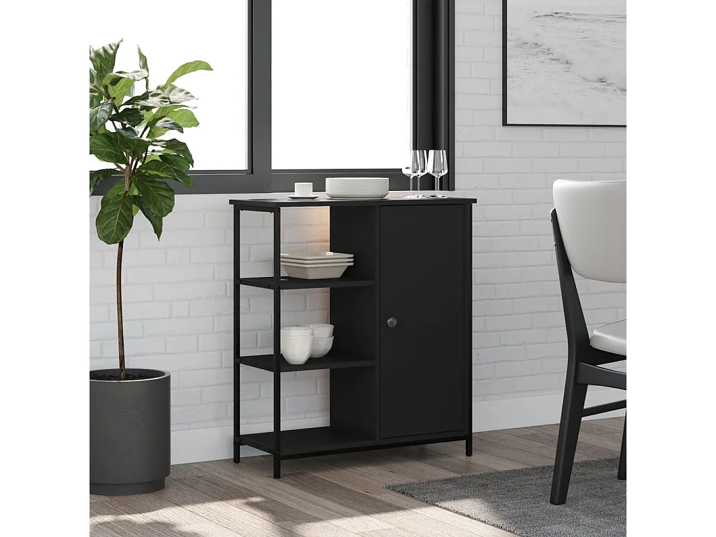 Buffet noir 70x30x80 cm bois d'ingénierie WOS6649