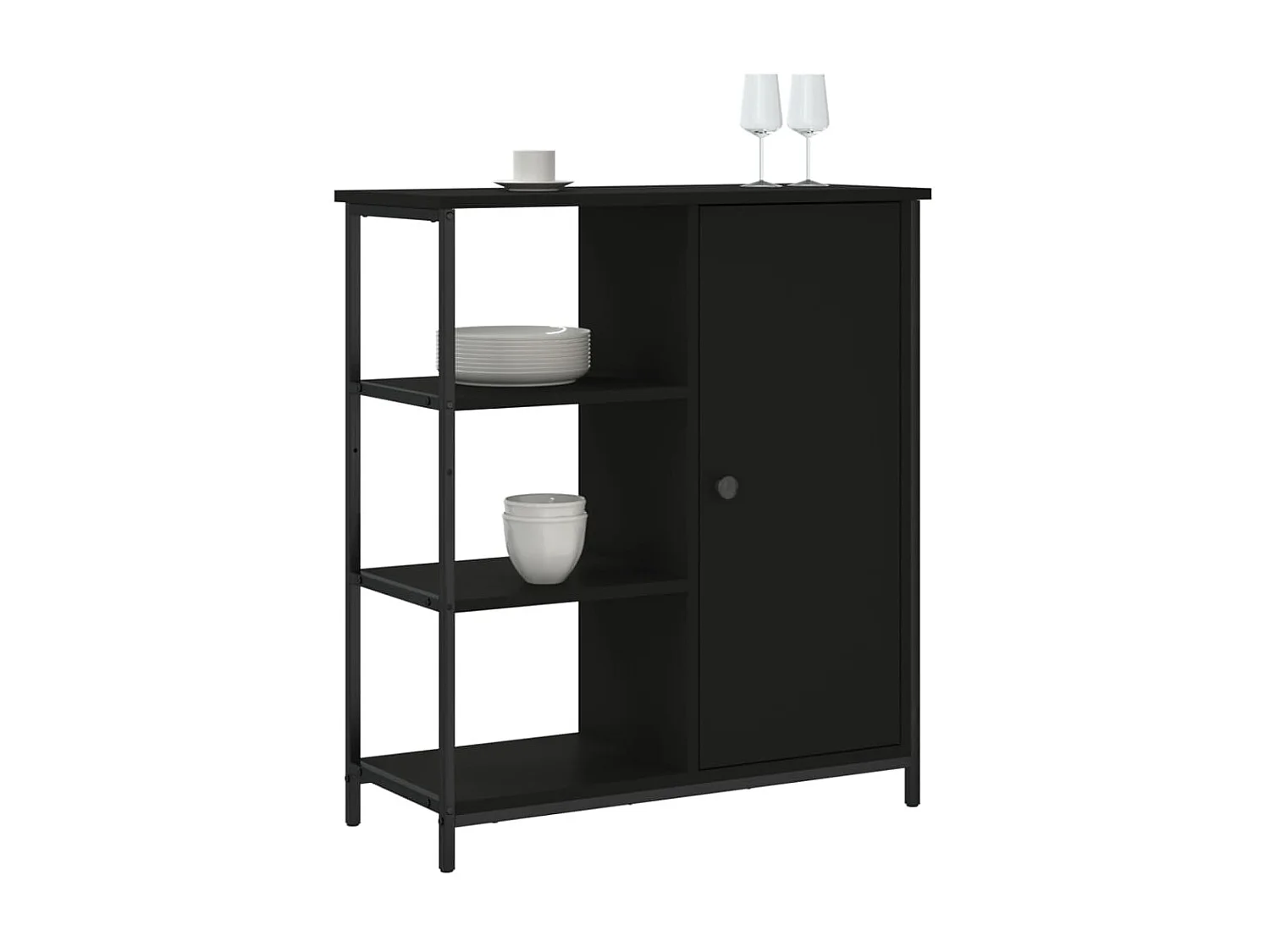 Buffet noir 70x30x80 cm bois d'ingénierie WOS6649