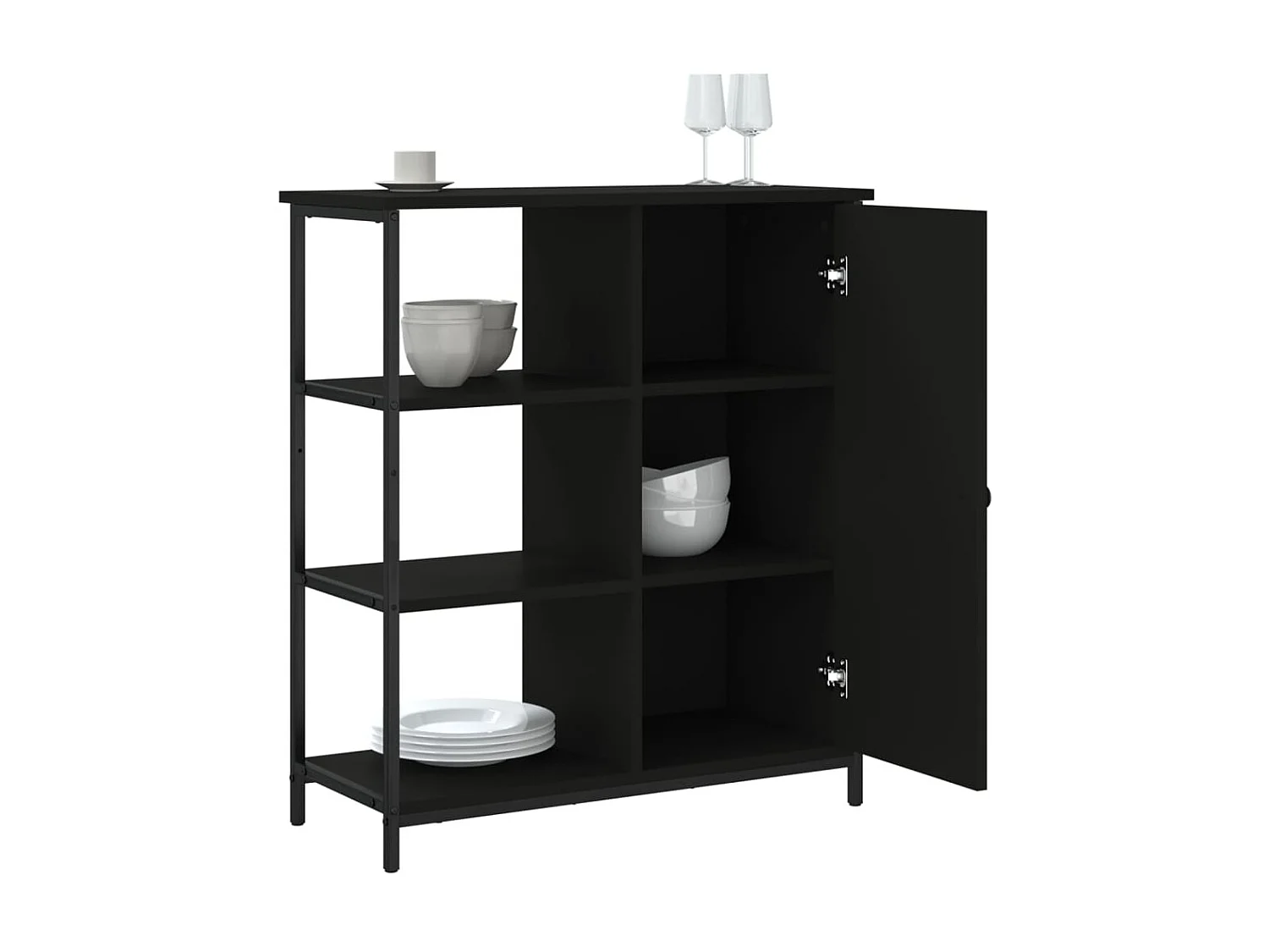 Buffet noir 70x30x80 cm bois d'ingénierie WOS6649