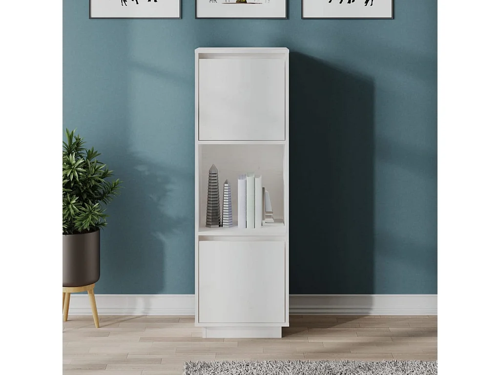 Highboard,Kommode Weiß 38x35x117 cm Massivholz Kiefer -gkd988937