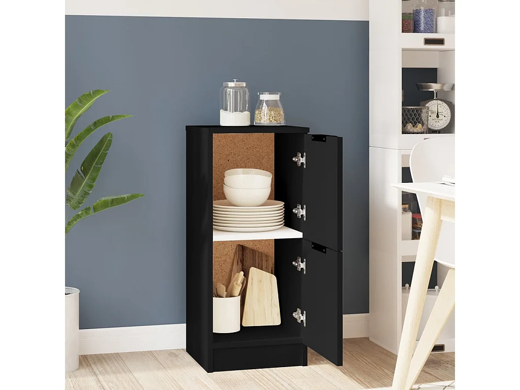 Aparador de madera contrachapada negro 30x30x70 cm ES73086