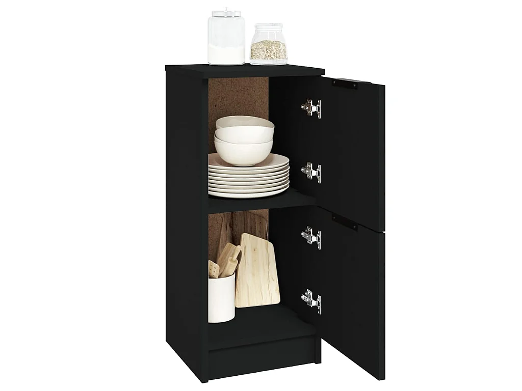 Aparador de madera contrachapada negro 30x30x70 cm ES73086