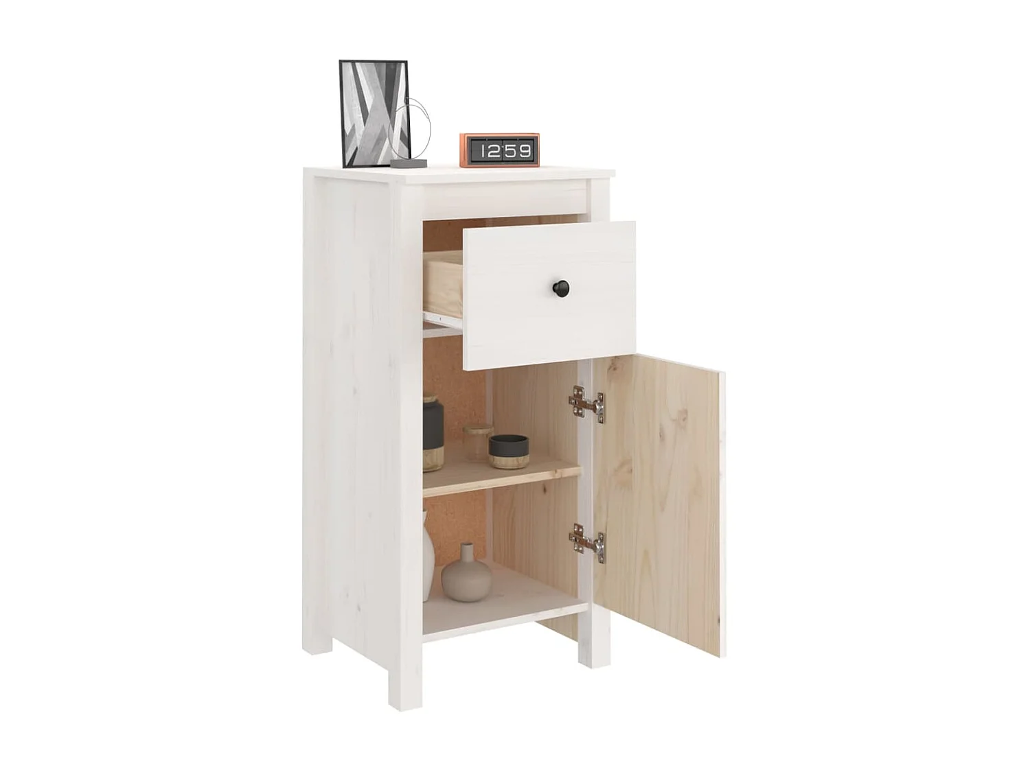 Buffet Blanc 40x35x80 cm Bois massif de pin EGER55207