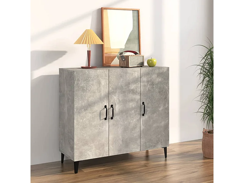 Buffet gris béton 90x34x80 cm bois d'ingénierie EGER98093