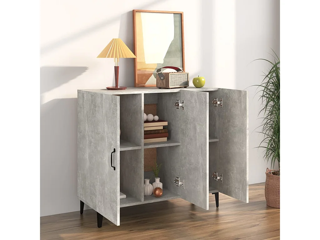 Buffet gris béton 90x34x80 cm bois d'ingénierie EGER98093