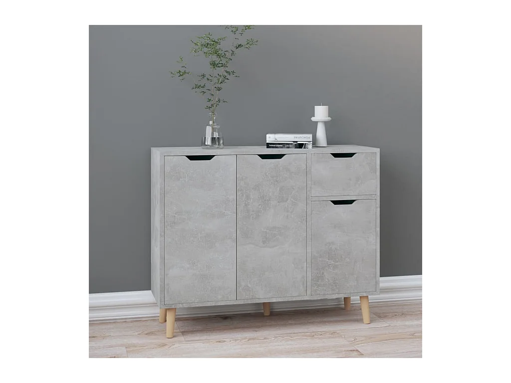 Buffet gris béton 90x30x72 cm bois d'ingénierie EGER98280