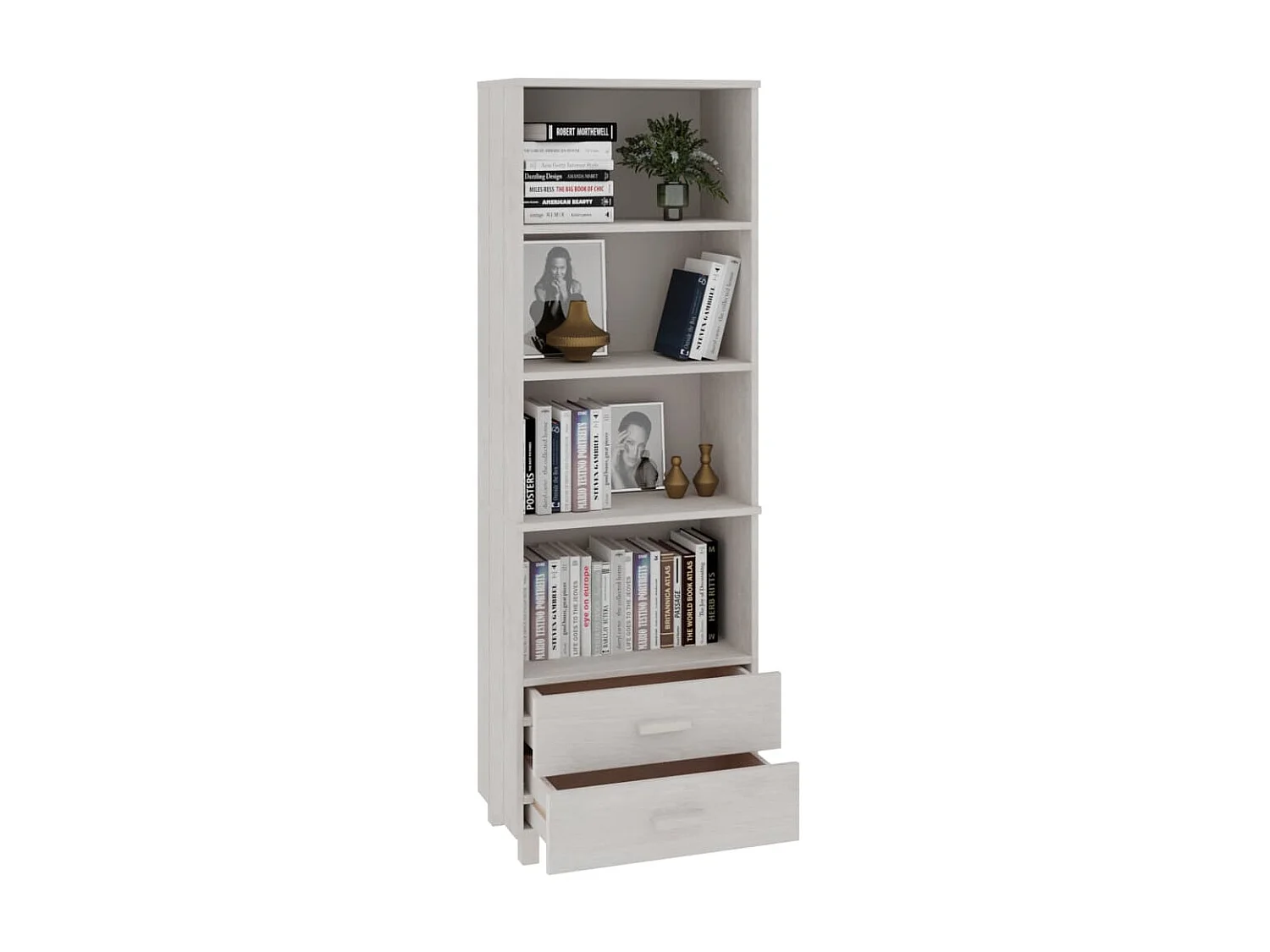 Highboard,Kommode HAMAR Weiß 60x35x180 cm Massivholz Kiefer -gkd79569