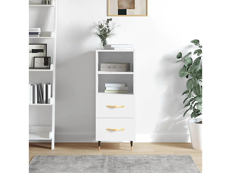 Buffet Blanc brillant 34,5x34x90 cm Bois d'ingénierie QWE29183