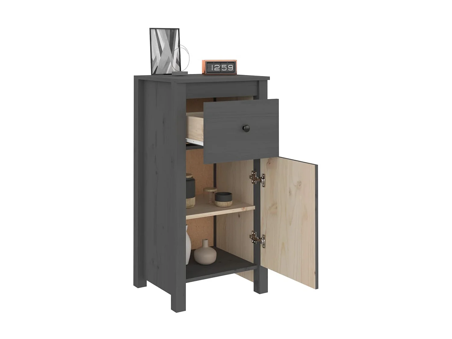 Dressoirs 2 st 40x35x80 cm massief grenenhout grijs NL716277