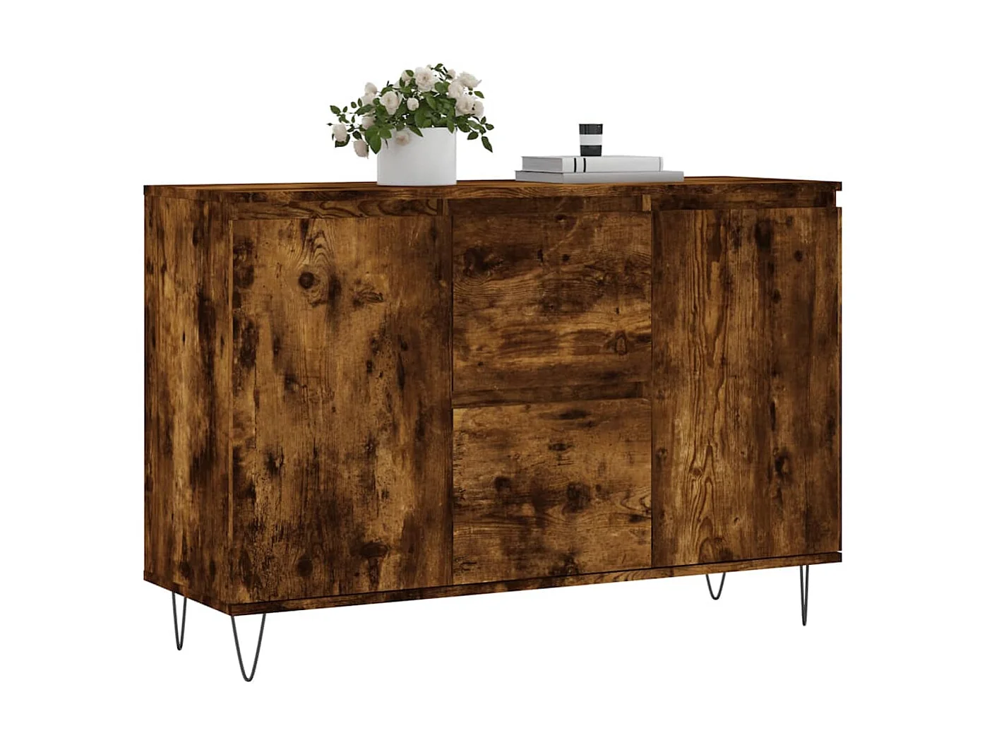 Buffet chêne fumé 104x35x70 cm bois d'ingénierie QWE78991