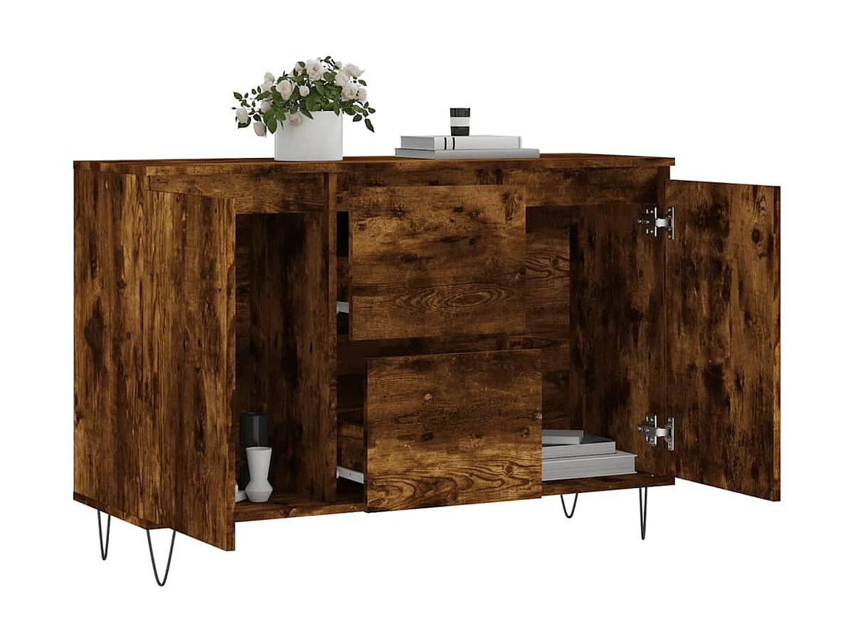 Buffet chêne fumé 104x35x70 cm bois d'ingénierie QWE78991