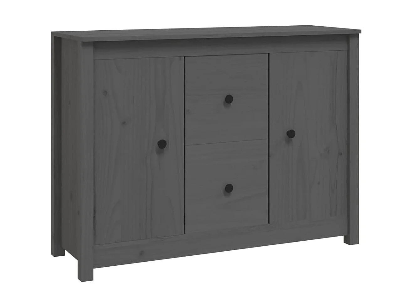 Buffet Gris 100x35x74 cm Bois massif de pin EGER79252